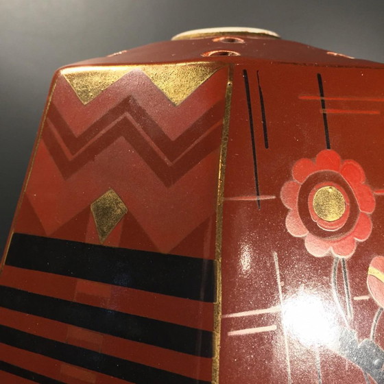Art Deco Geometric Modernist Earthenware Pottery Vase from Saint Ghislain, 1935 (photo 2 of 12)