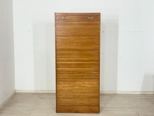 Grote kast met roldeksel uit de jaren 60 – eikenhout – vintage dressoir / kast in mid-century stijl