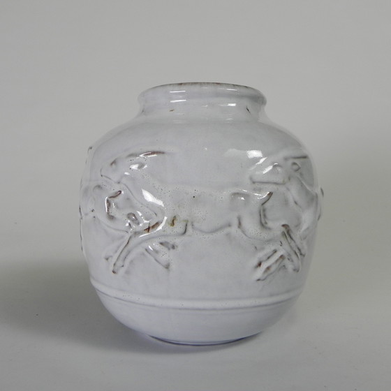 Image 1 of Mobach-Vase mit Hirsch, Modell 217 von Bouke und Klaas Mobach, 1960er Jahre