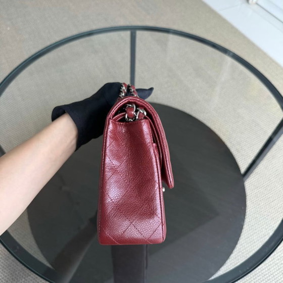 Image 1 of Chanel Classic Flap Medium - Caviar 25CM Quilted Burgundy Silver Hardware