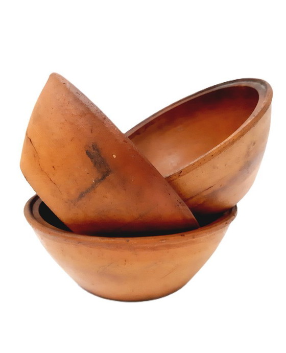 Image 1 of 3 bols rustiques en terre cuite faits main