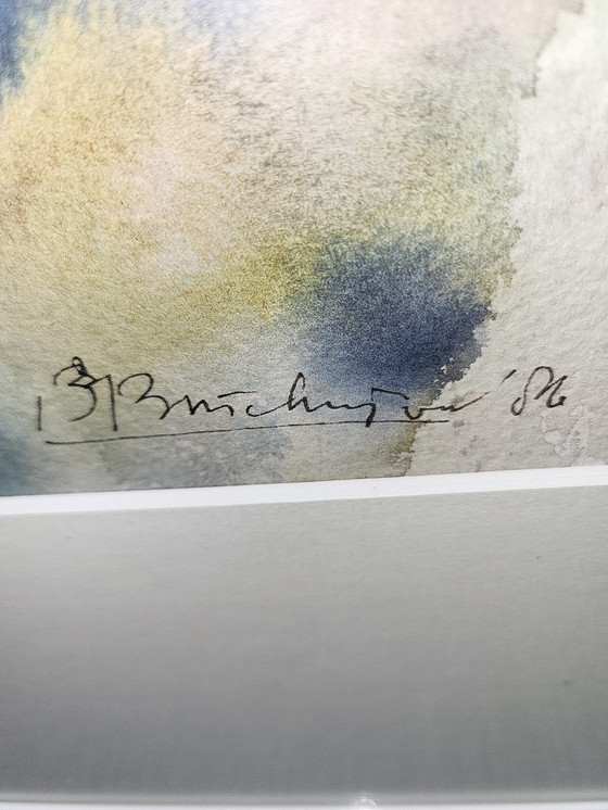 Image 1 of Tableau coloré à fleurs 70x90cm sous passe-partout