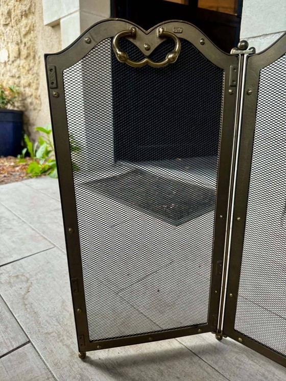 Parascintille in ottone con 4 pannelli – Oggetti decorativi, Brass, Vintage (photo 7 of 9)