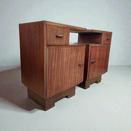 Antieke mahonie set nachtkastjes Art Deco