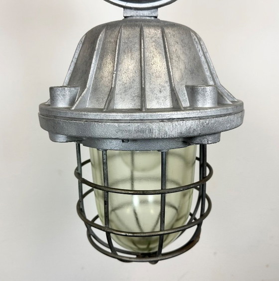 Image 1 of Large Industrial Cast Aluminium Cage Pendant Light, 1970s