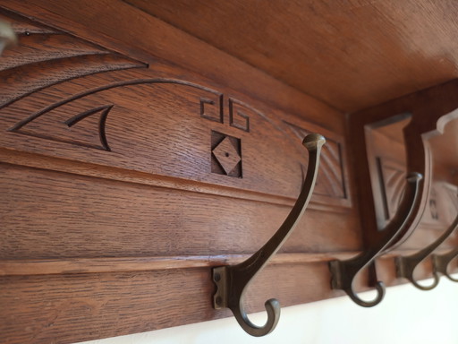 Art deco coat rack with hat shelf