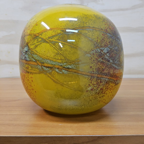 Image 1 of Artistic Mouth-Blown Studio Glass Vase Ioan Nemtoi Yellow / Orange (thick glass) Romanian Glass Art