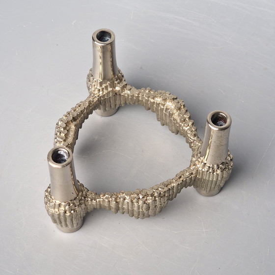 Image 1 of Set Van 5 Modulaire Vintage Kandelaars, Quist Nagel (Variomaster), West Duitsland, Kleur: Nikkel