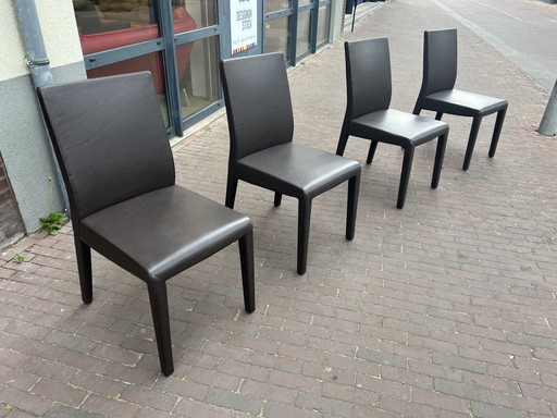 4x Rolf Benz Stuhl - braunes Leder