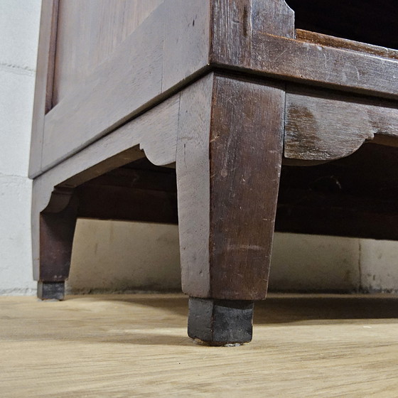 Image 1 of Antieke Art Deco Amsterdamse School Dressoir (coromandel en kersenhout) theekastje / vitrinekastje 