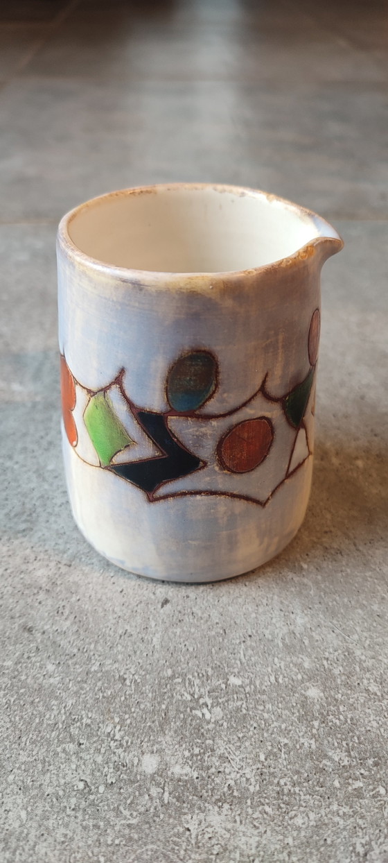 Image 1 of Ceramic creamer pitcher signed Marie-Christine Treinen