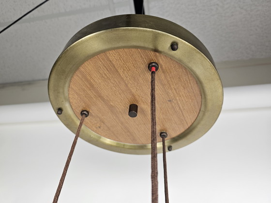 Image 1 of Zeldzame Hanglamp uit Italië in 3 kleuren glas toegeschreven aan Stilnovo 