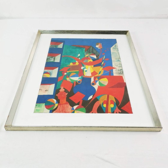 Image 1 of Dipinto surrealista di Bent Karl Jacobsen, Danimarca, anni '70.