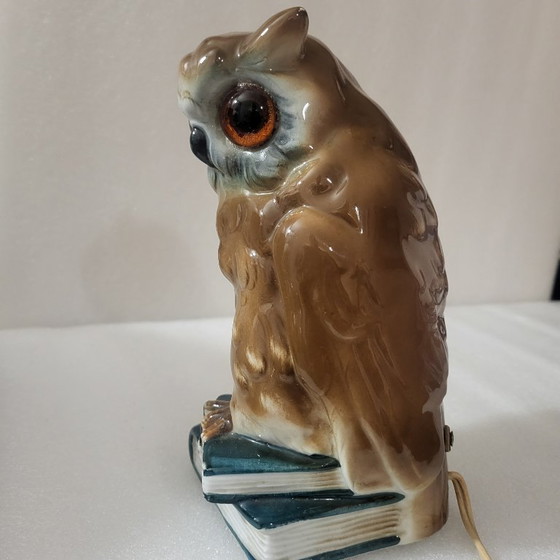 Image 1 of Lampada/luce notturna vintage a forma di gufo in ceramica, anni '50-'60, Germania