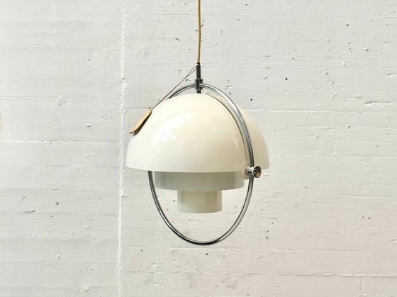 Image 1 of Suspension Multi Lite avec anneau chromé, conçue par Louis Weisdorf pour Lyfa, Danemark, années 1960