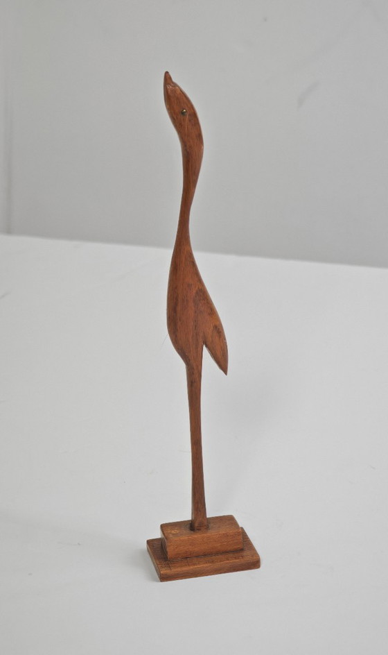 Image 1 of Bird figurine teak vintage mid century modern