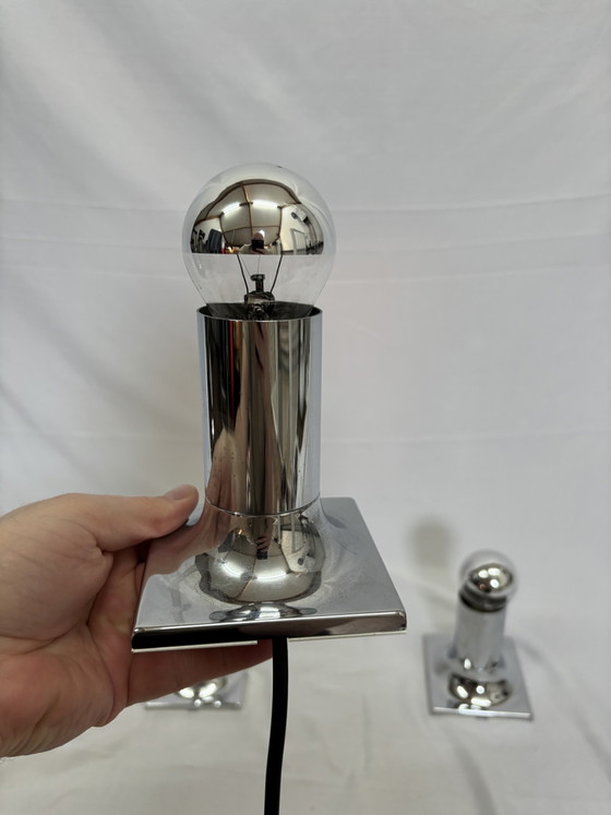 Set of 3 Vintage "Tube" Lamps Rolf Krüger Staff Leuchten – Wall lights, Chrome (photo 5 of 8)