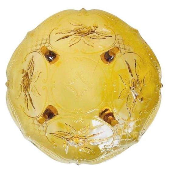 Image 1 of Vintage glazen fruitschaal Rüdesheim amber glas Walther & Sons