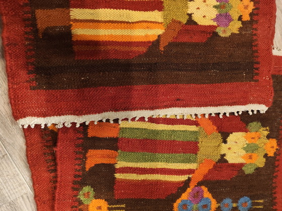 Image 1 of handgeweven vintage Pools kelimtapijt (loper), Maria Domańska