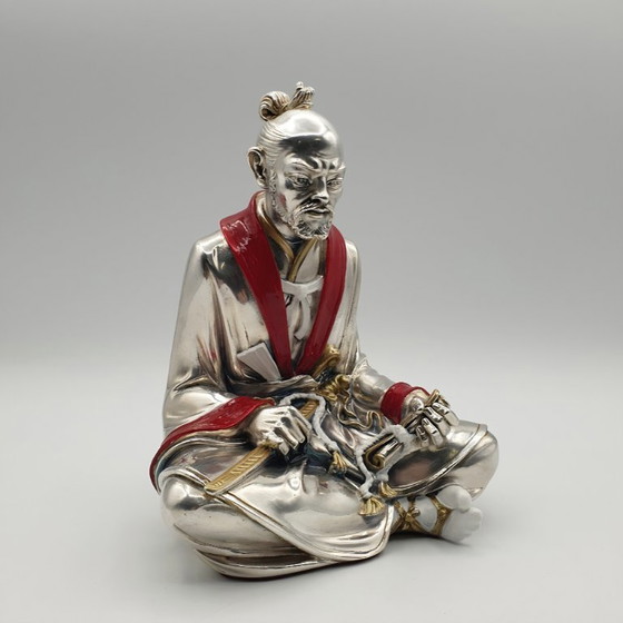 Image 1 of Vintage Arnaldo Giannelli 925 Zilveren Samurai Sculptuur (1984) – Italiaans Design