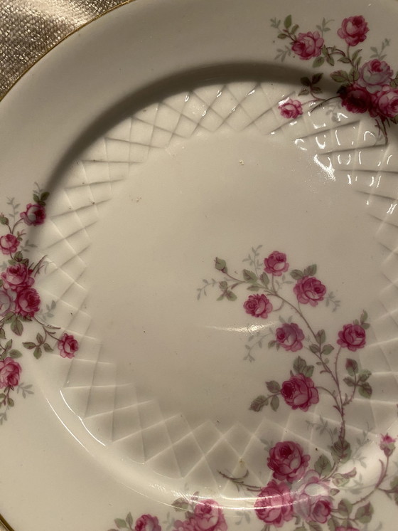 Image 1 of Retro vintage PorzellanTeller Goldrand Blumendekor 