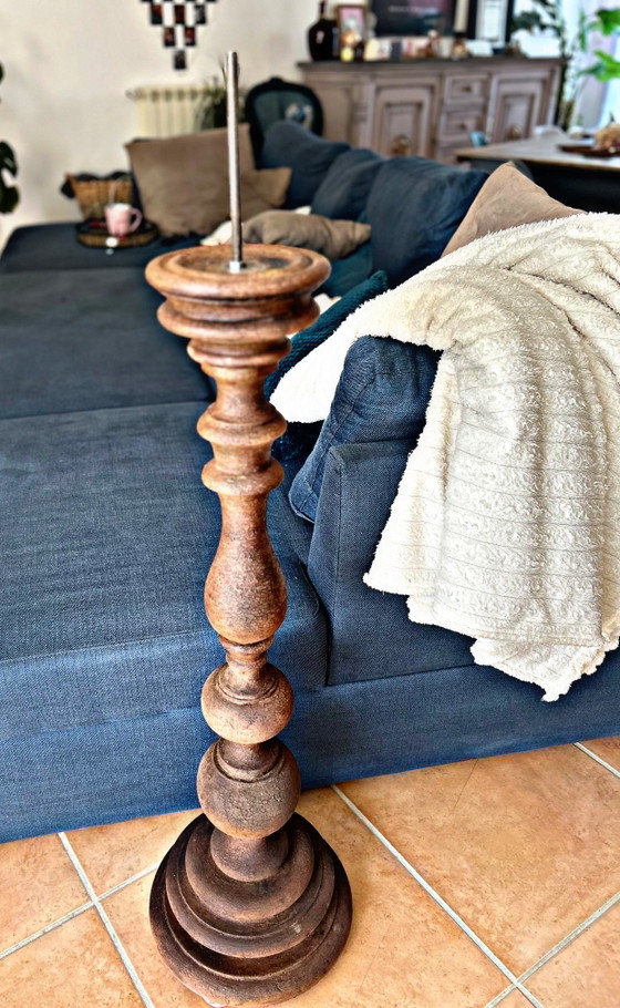 Großer, handpatinierter Kerzenständer aus Holz – 100 cm – Unikat – Kerzenhalter, Wood (photo 6 of 12)