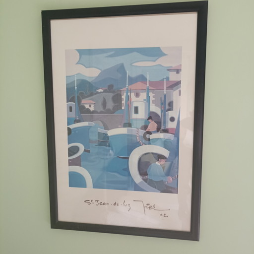 Atmospheric Framed Artwork "St. Jean-De-Luz" – Pierre Labadie (Pier)