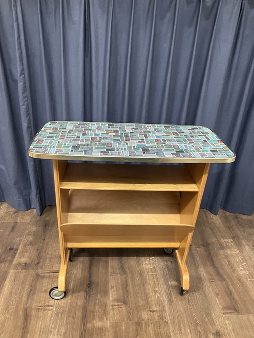 Vintage Plant Table And Reading Tray On Wheels, 1950s