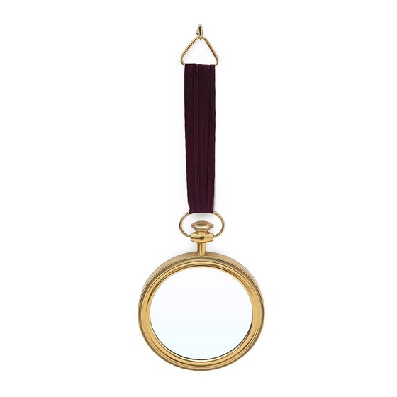 Image 1 of Specchio rotondo in ottone montato a parete, anni '50