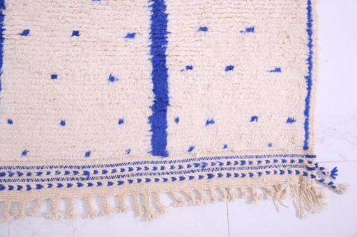Handmade Beni Ourain Wool Rug: Minimalist Boho Decor 3X2m