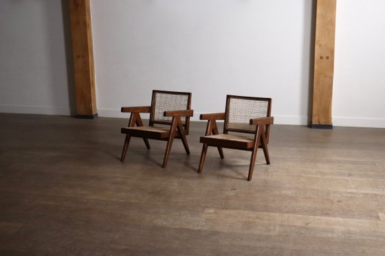 Fauteuils de salon Pierre Jeanneret PJ-SI-29-A en teck et rotin, années 1950 – Wood, Vintage (photo 6 of 16)