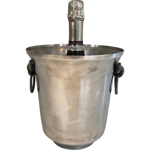 Seau à champagne vintage en métal argenté, 1900
