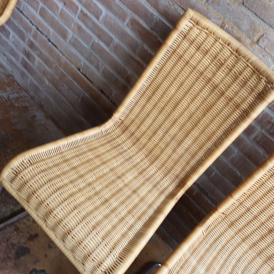 Image 1 of Set 4 rieten buisframe Chroom design jaren 80