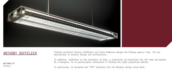 Image 1 of  Dark “ICE” light by Anthony Duffeleer – New, unused, LED included. Original 1990s Belgian design. Perfect condition. Ready to u