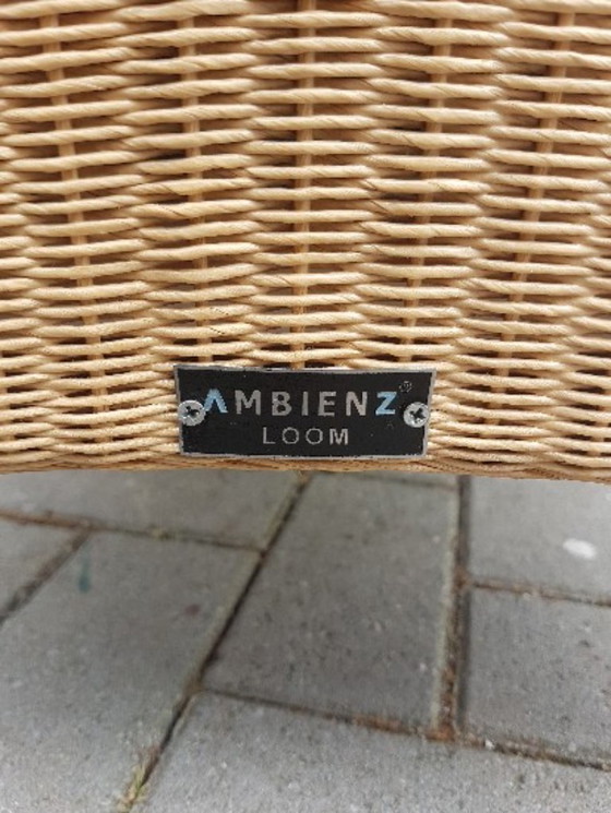 Image 1 of 1x poltrona LlOYD LOOM Ambienz Club in pelle marrone scuro + rattan