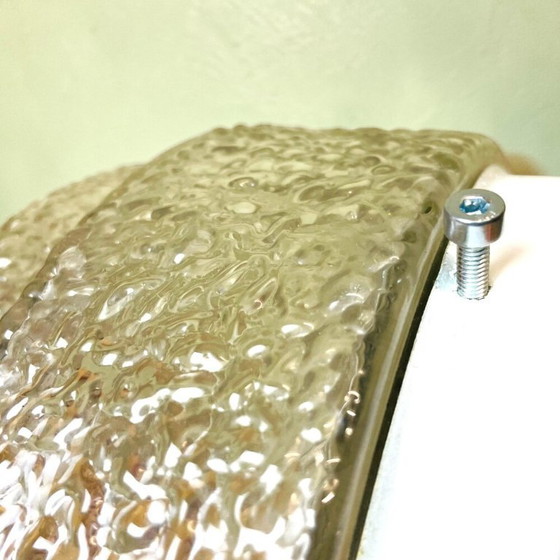 Image 1 of Portuguese round frosted glass flush mount ceiling or wall light