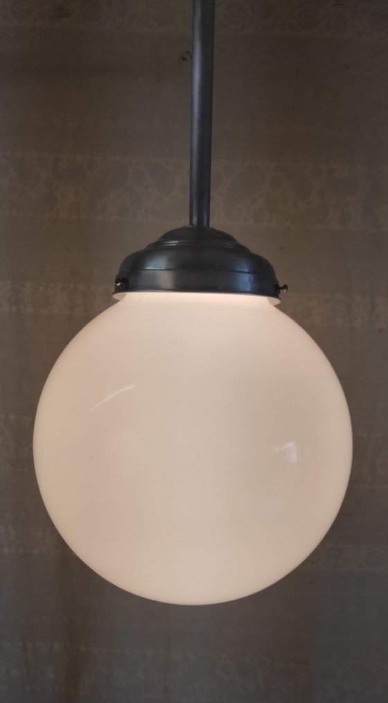 Image 1 of Bauhaus style globe opaline pendant light XL - mid. 20th century 