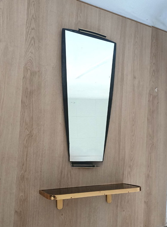 Image 1 of Separate 1950s mirror with matching glass shelf