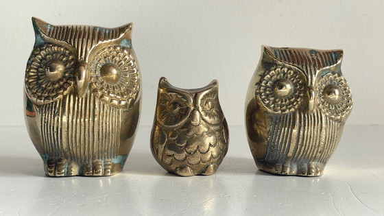 Image 1 of Famille HIBOUX Laiton et Bronze VINTAGE