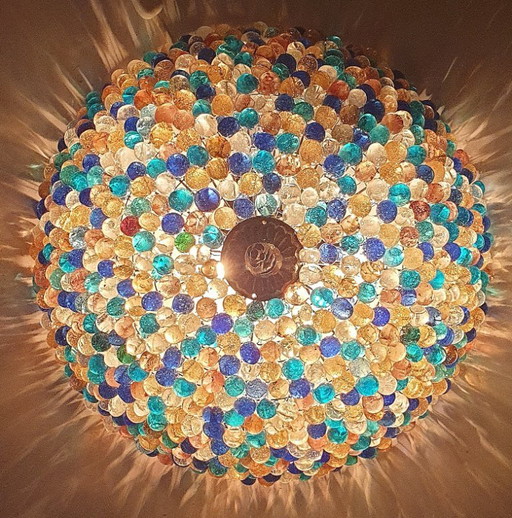 Grande lampada da soffitto in vetro di Murano a forma di uva (37 cm) – plafondlampen, Glass, Metal