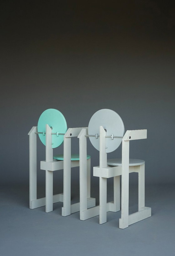 Image 1 of Rare pair of 'Plakhout' Side Chairs by Henk Lampe. 1979