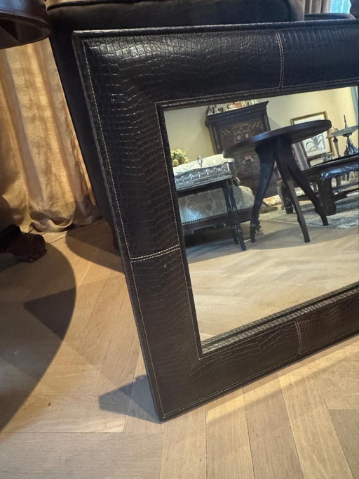 SET OF 2 MIRRORS WITH CROCO LEATHER FRAME