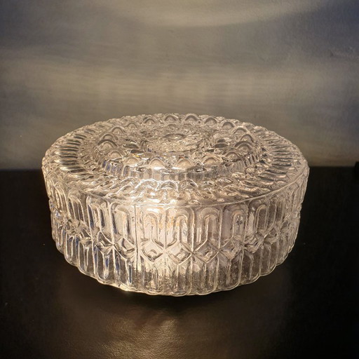 Vintage 70s/80s ceiling lamp - glass ceiling lamp with embossed structure.