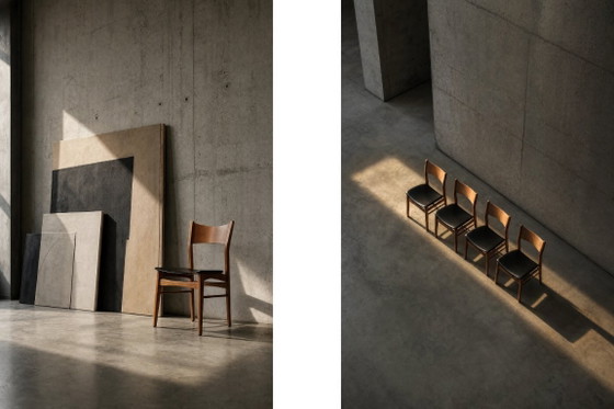 Image 1 of Vintage Mid-Century Scandinavian Modern Dining Chairs in Beech and Teak, 1960s, Set of 4