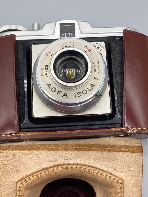 Vintage Agfa Isola I camera with original leather case, Germany – decoratieve objecten, Velvet (photo 2 of 6)