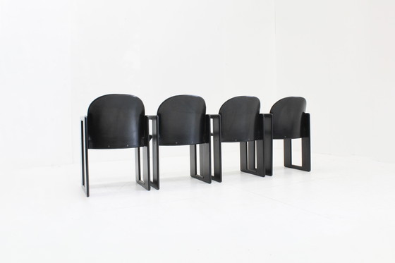 Image 1 of Chaises de salle à manger Dialogo en cuir noir par Afra et Tobia Scarpa pour B&B Italia