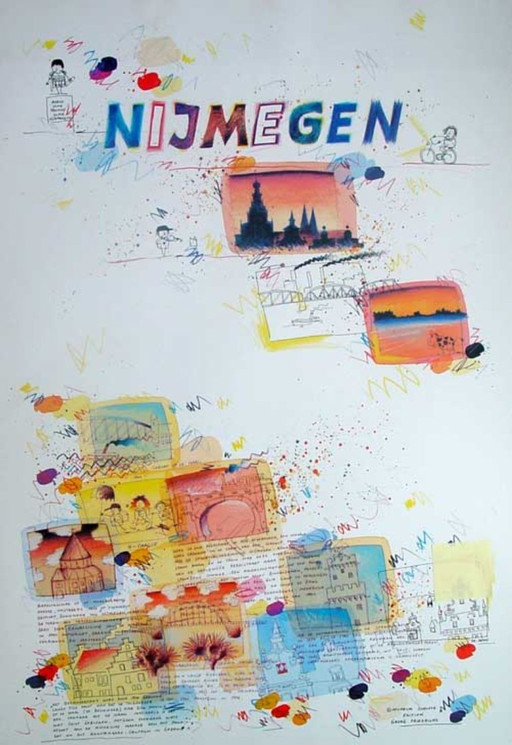 Grande lithographie "Nimègue" de Wilhelm Schlote