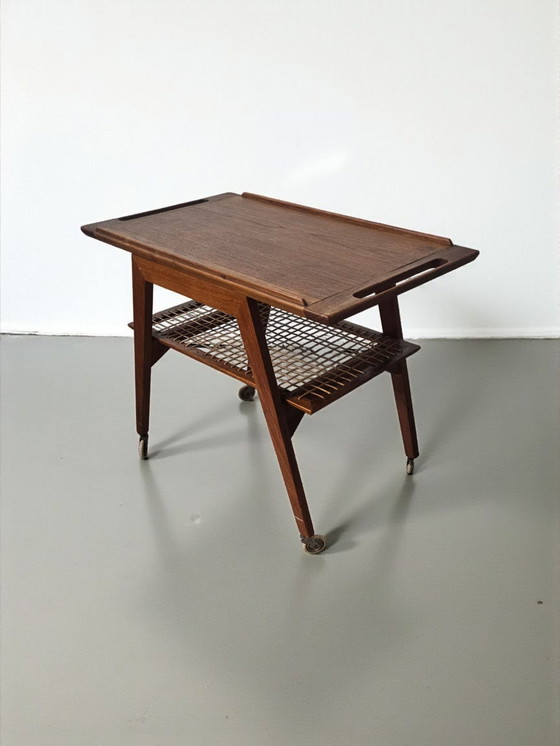 Image 1 of Teak side table, serving trolley, bar trolley, side table, Johannes Andersen, 1970s