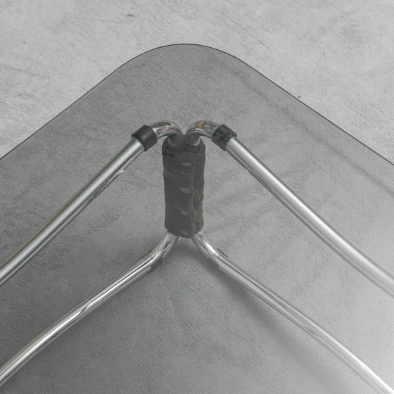 Image 1 of TAVOLINO DA CAFFÈ VETRO FUMÉ ACCIAIO CROMATO ANNI ’70 VINTAGE MODERNARIATO