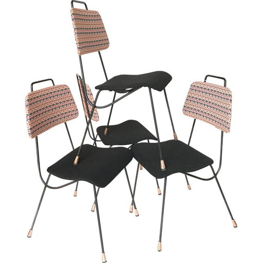 Set of 4 vintage wire chairs by Hnos Vidal, Spain 1950s